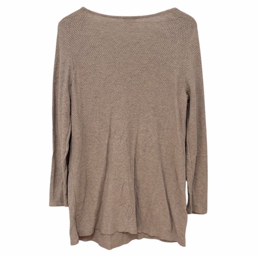 J. Jill Beige Textured Long Knit Tunic Sweater Minimal Cotton Neutral Cozy Sz S - Picture 3 of 5